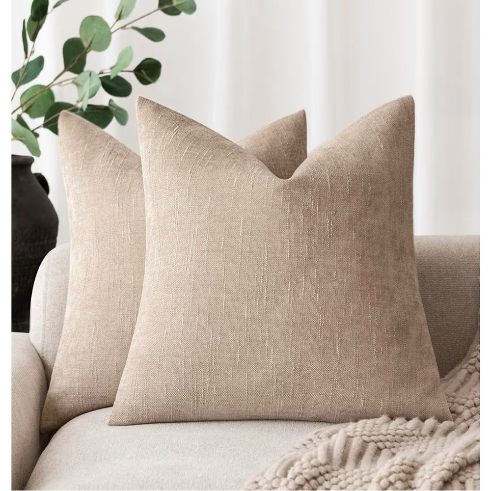 NEW Set of 2 Soft Textured Chenille Throw Pillow Covers Square 22x22”